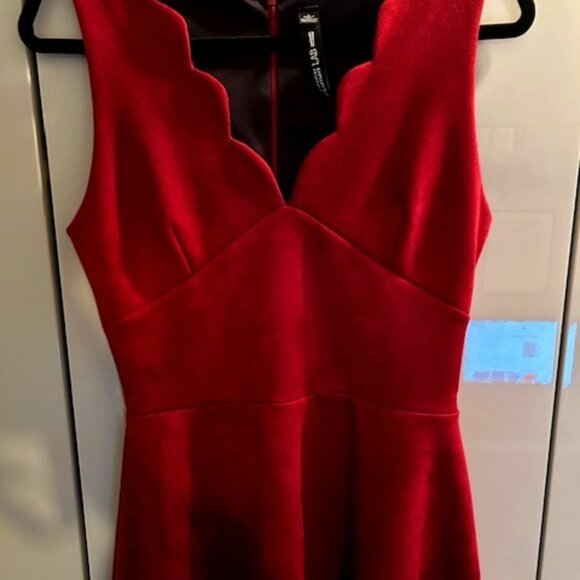 Red Burgundy Scallop Neck Dress - Picture 1 of 6